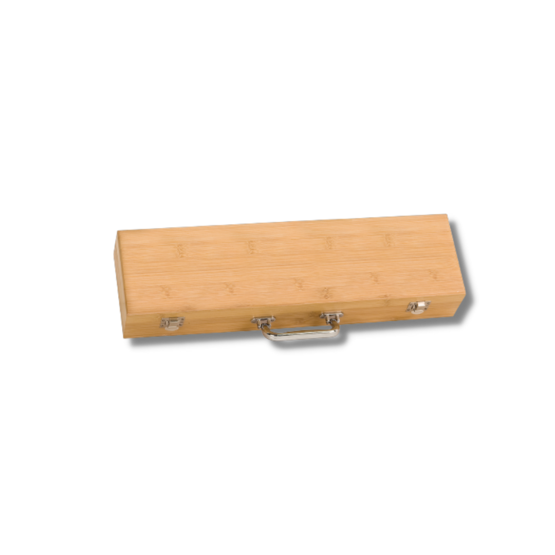 3-Piece Bamboo BBQ Set in Bamboo Case