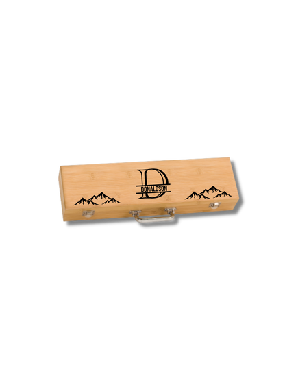 3-Piece Bamboo BBQ Set in Bamboo Case