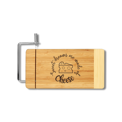 Bamboo Rectangle Cutting Board with Metal Cheese Cutter