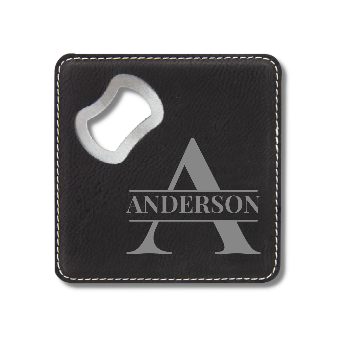Square Bottle Opener Coasters - (Set of 4)