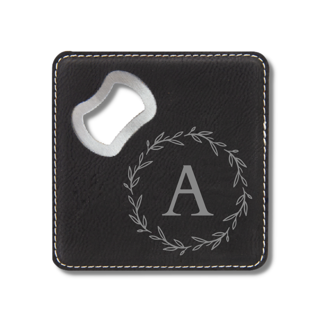 Square Bottle Opener Coasters - (Set of 4)