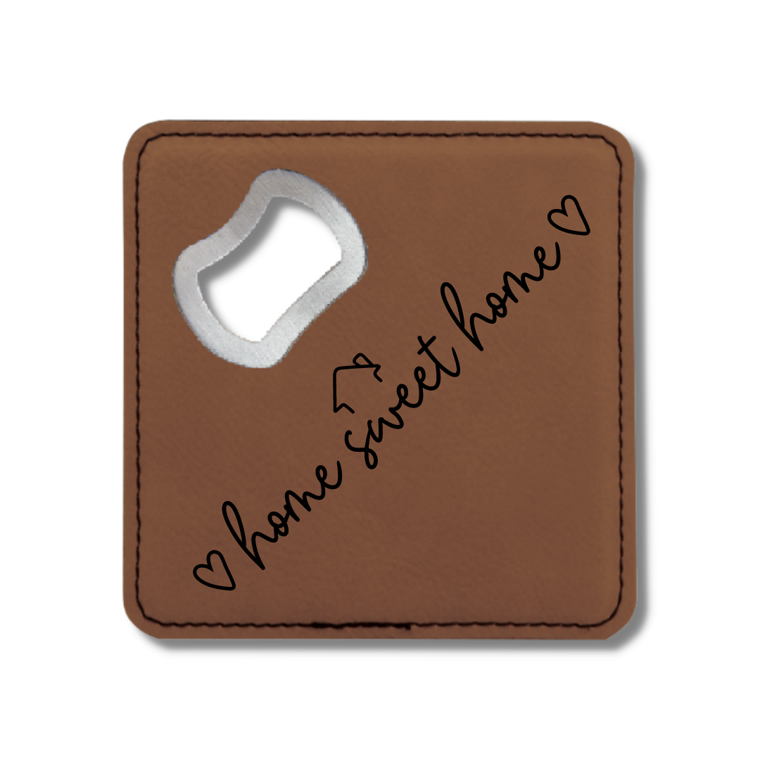 Square Bottle Opener Coasters - (Set of 4)