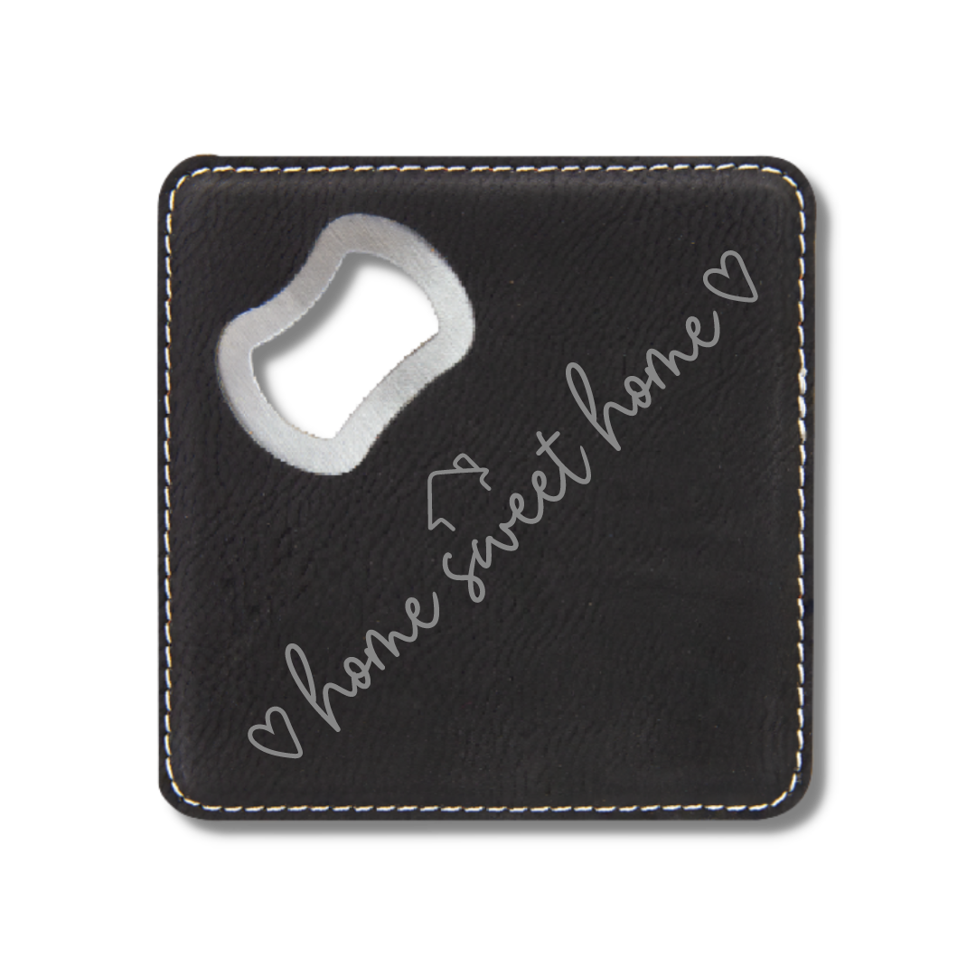 Square Bottle Opener Coasters - (Set of 4)