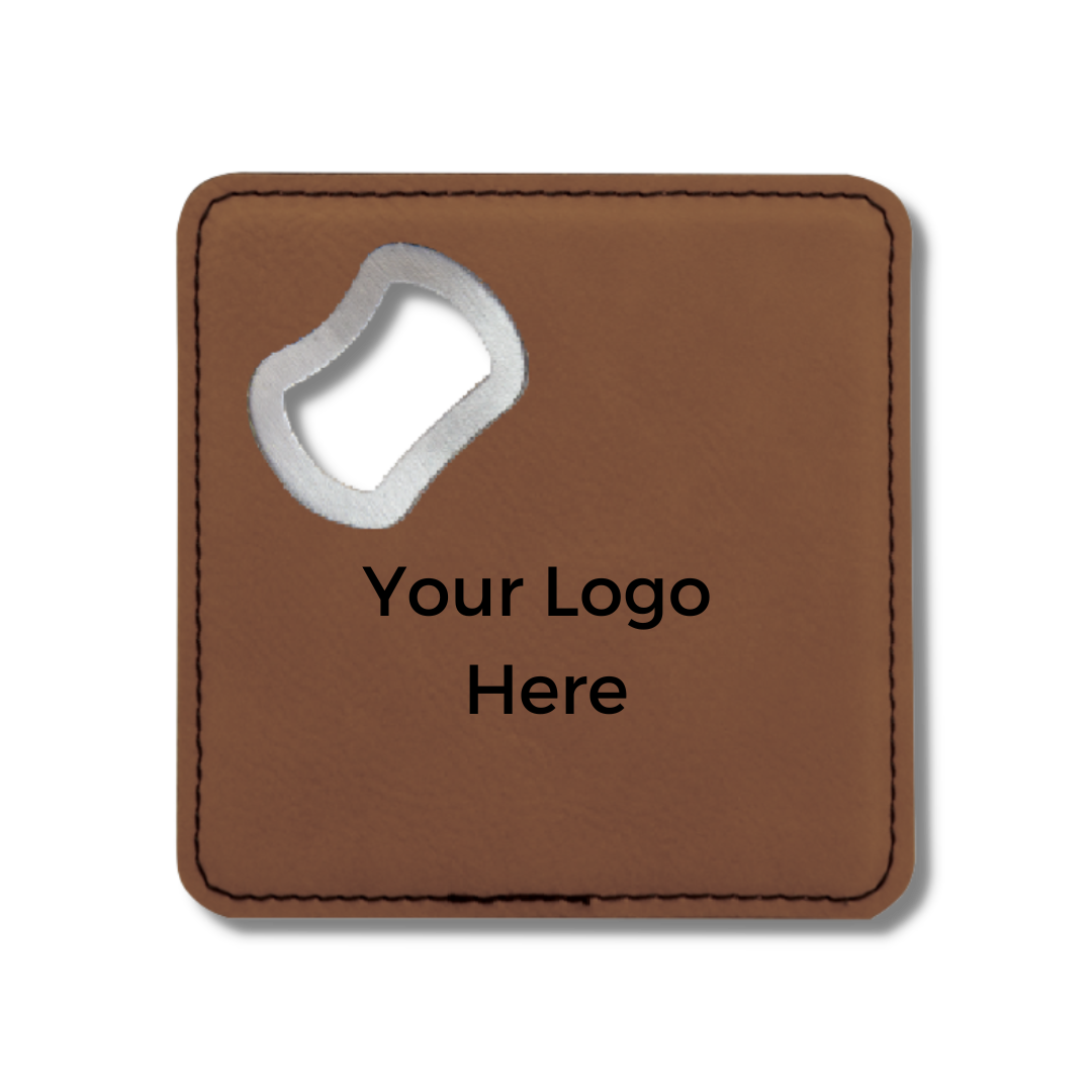 Square Bottle Opener Coasters - (Set of 4)