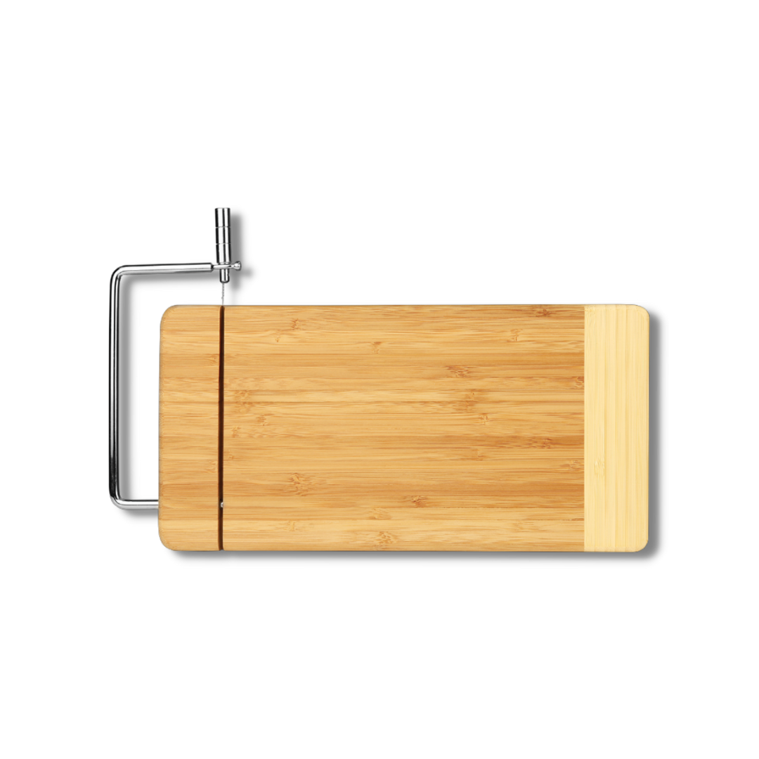 Bamboo Rectangle Cutting Board with Metal Cheese Cutter