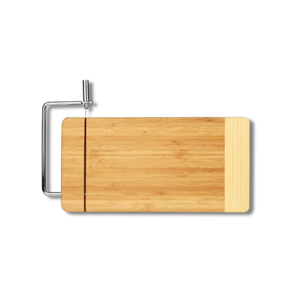 Bamboo Rectangle Cutting Board with Metal Cheese Cutter