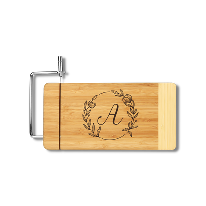 Bamboo Rectangle Cutting Board with Metal Cheese Cutter