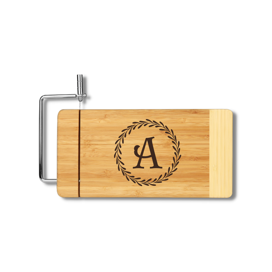 Bamboo Rectangle Cutting Board with Metal Cheese Cutter
